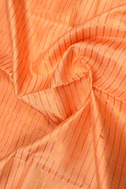 Kanchipuram Silk Horizontal Lines Peach Saree