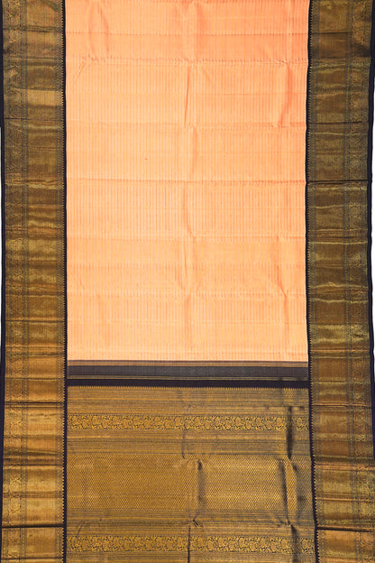 Kanchipuram Silk Horizontal Lines Peach Saree