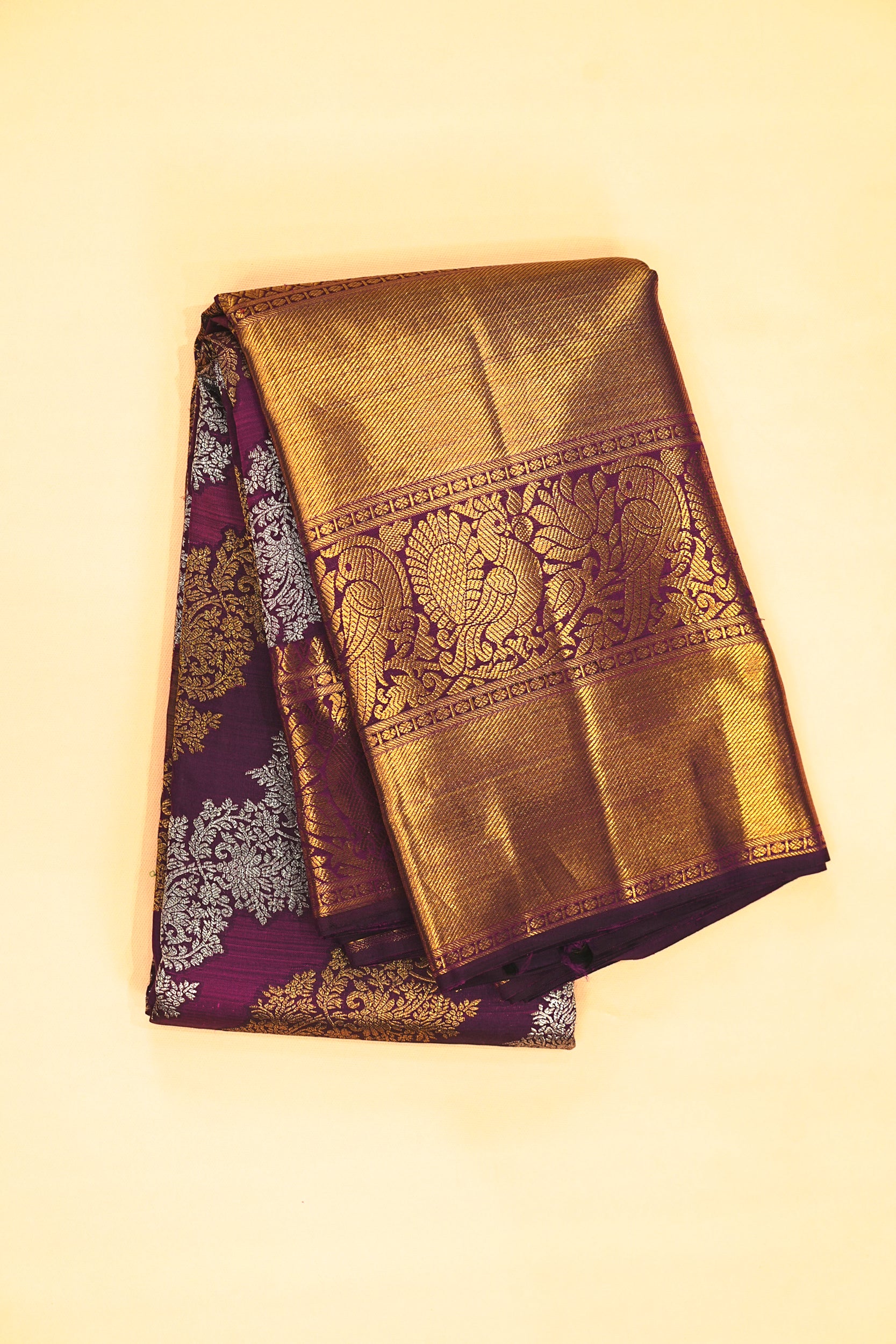 Kanchipuram Silk Jaal Purple Saree