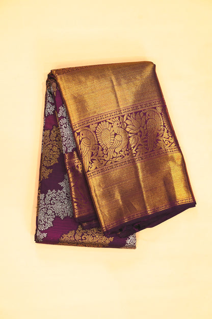 Kanchipuram Silk Jaal Purple Saree