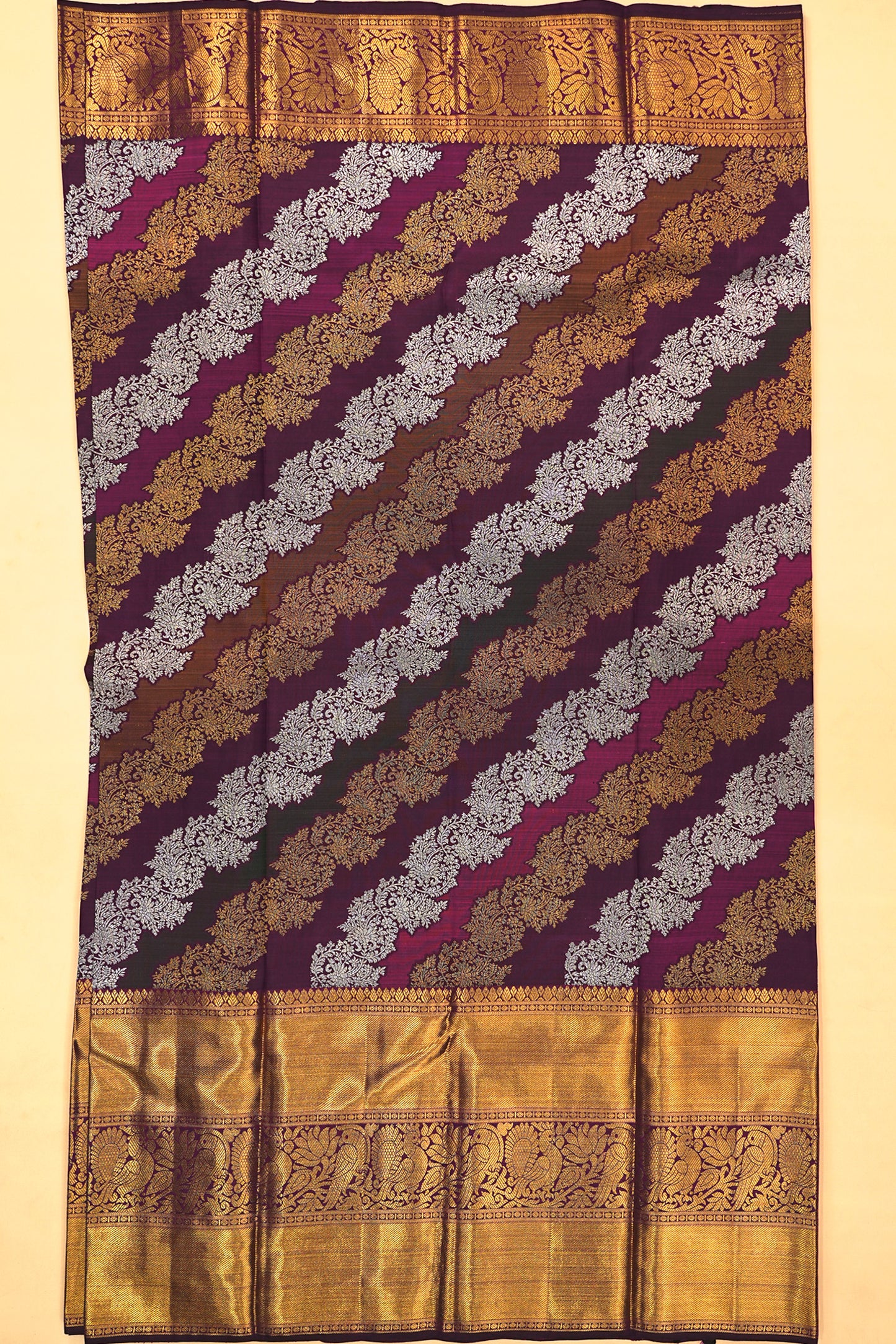 Kanchipuram Silk Jaal Purple Saree