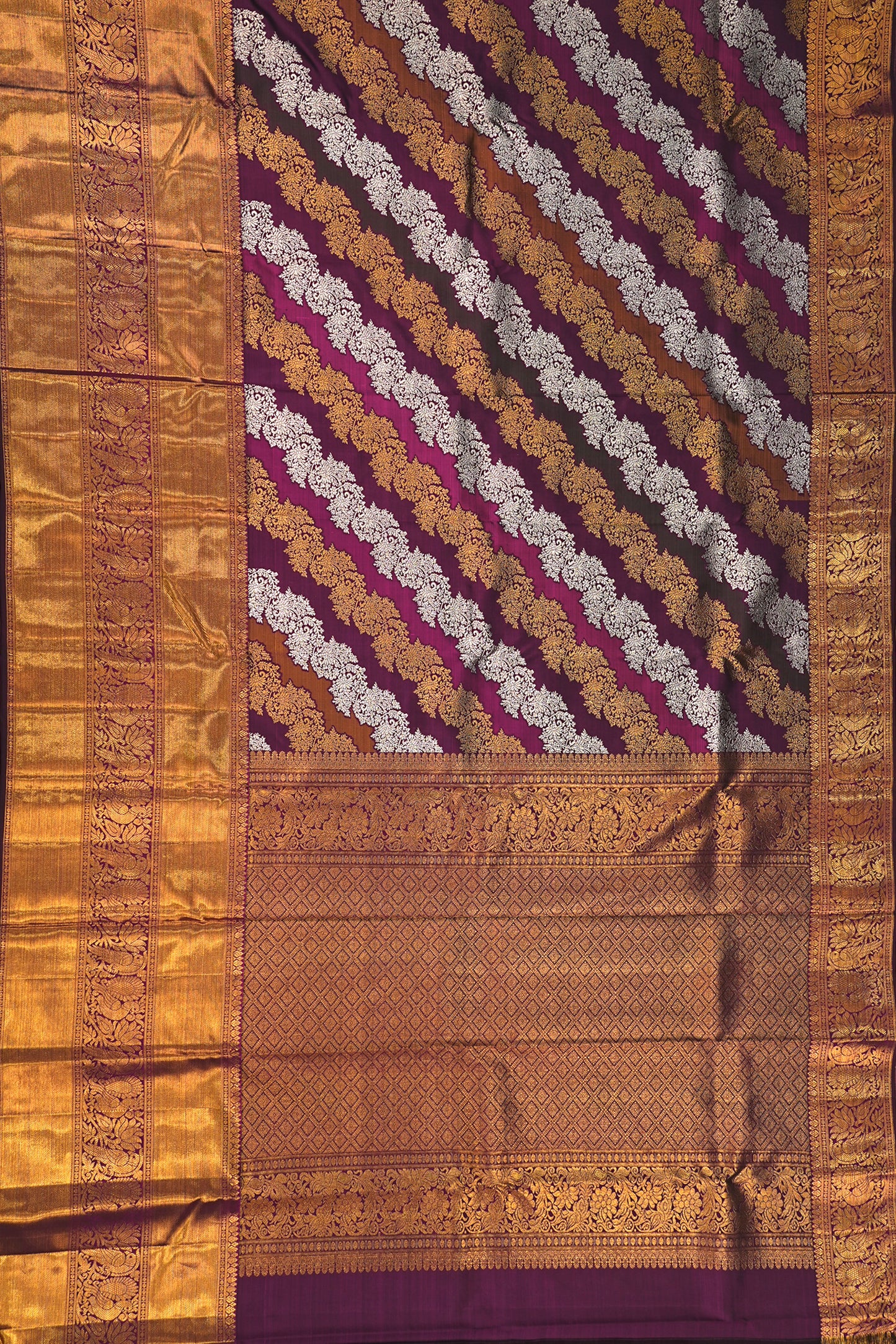 Kanchipuram Silk Jaal Purple Saree