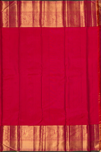 Kanchipuram Silk Jaal Mustard Yellow Saree