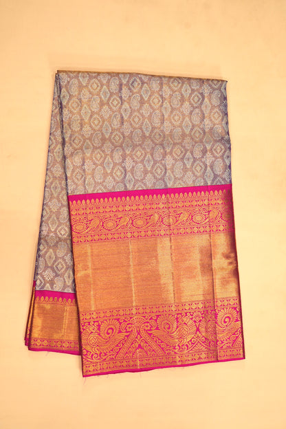 Kanchipuram Silk Tissue Brocade Lavender Saree