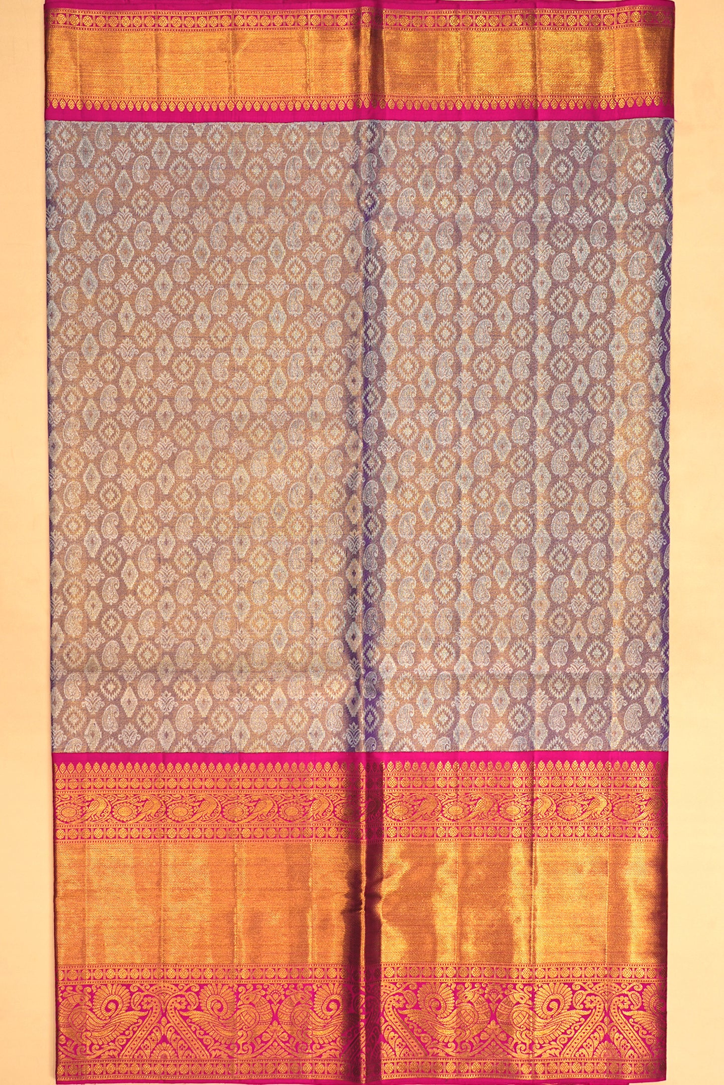 Kanchipuram Silk Tissue Brocade Lavender Saree