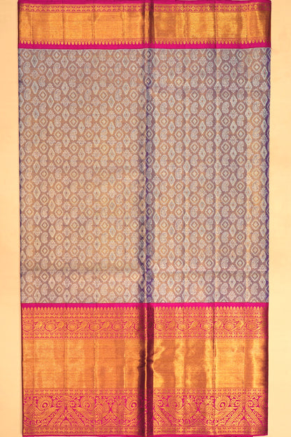 Kanchipuram Silk Tissue Brocade Lavender Saree
