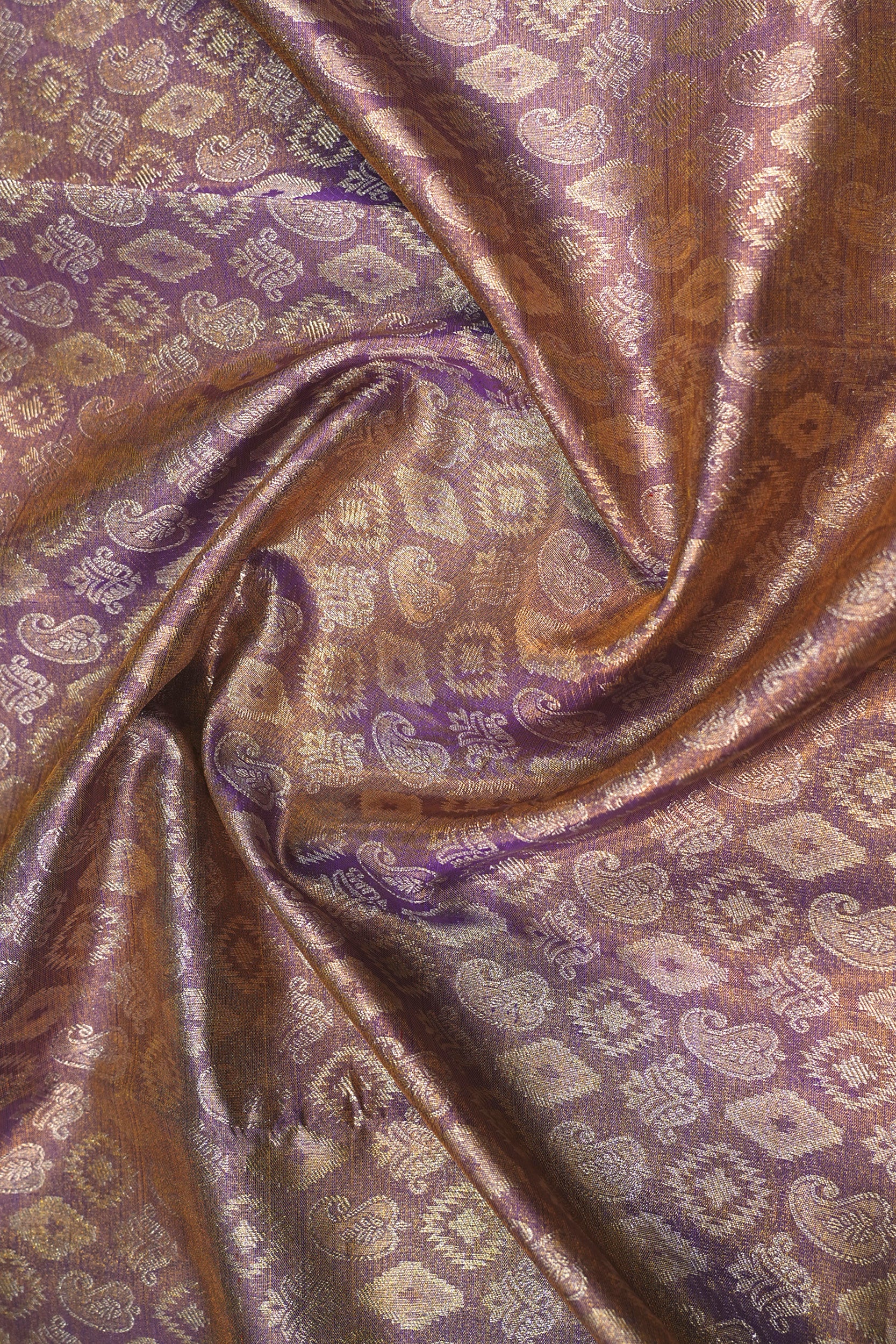 Kanchipuram Silk Tissue Brocade Lavender Saree