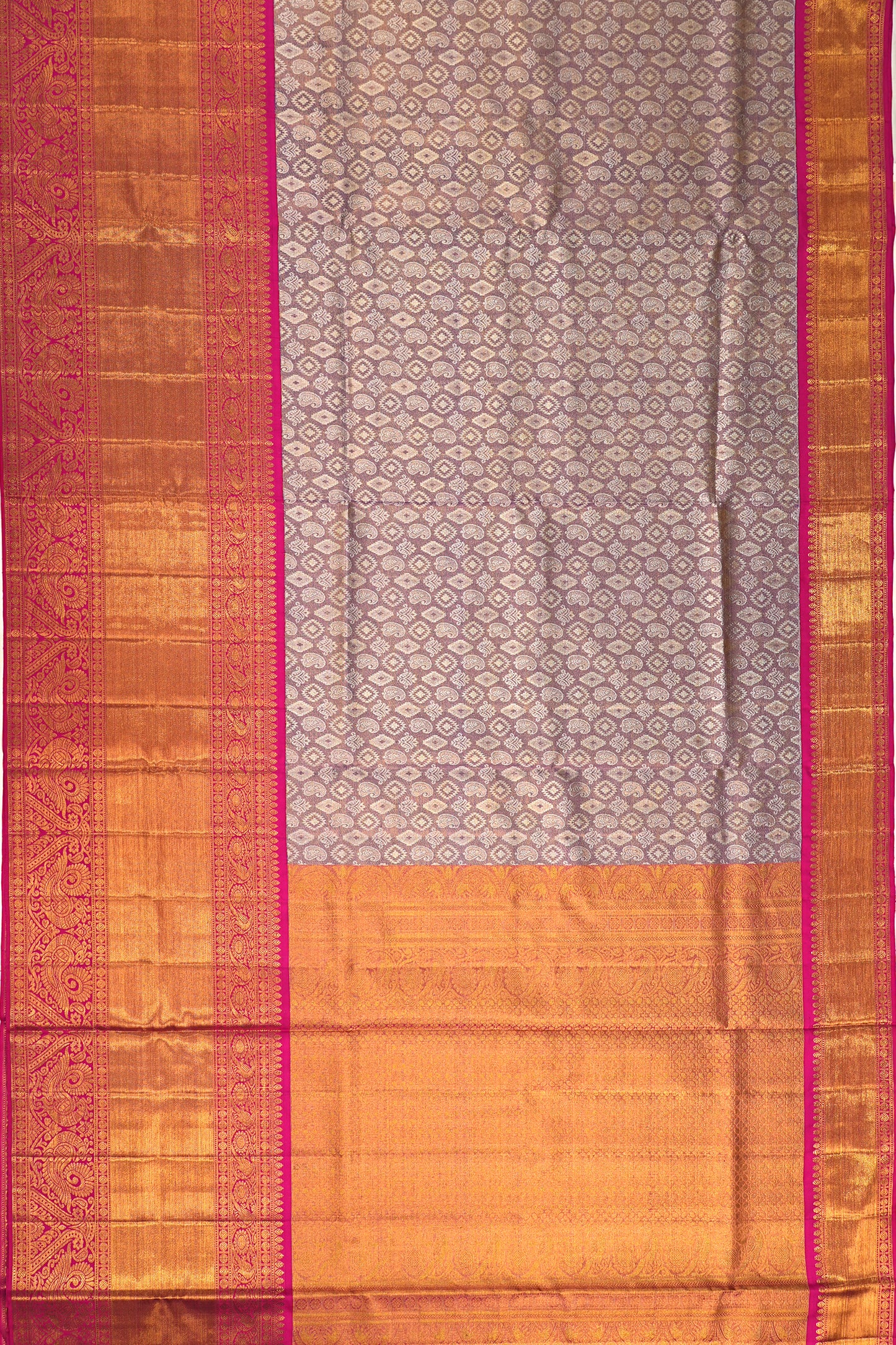 Kanchipuram Silk Tissue Brocade Lavender Saree