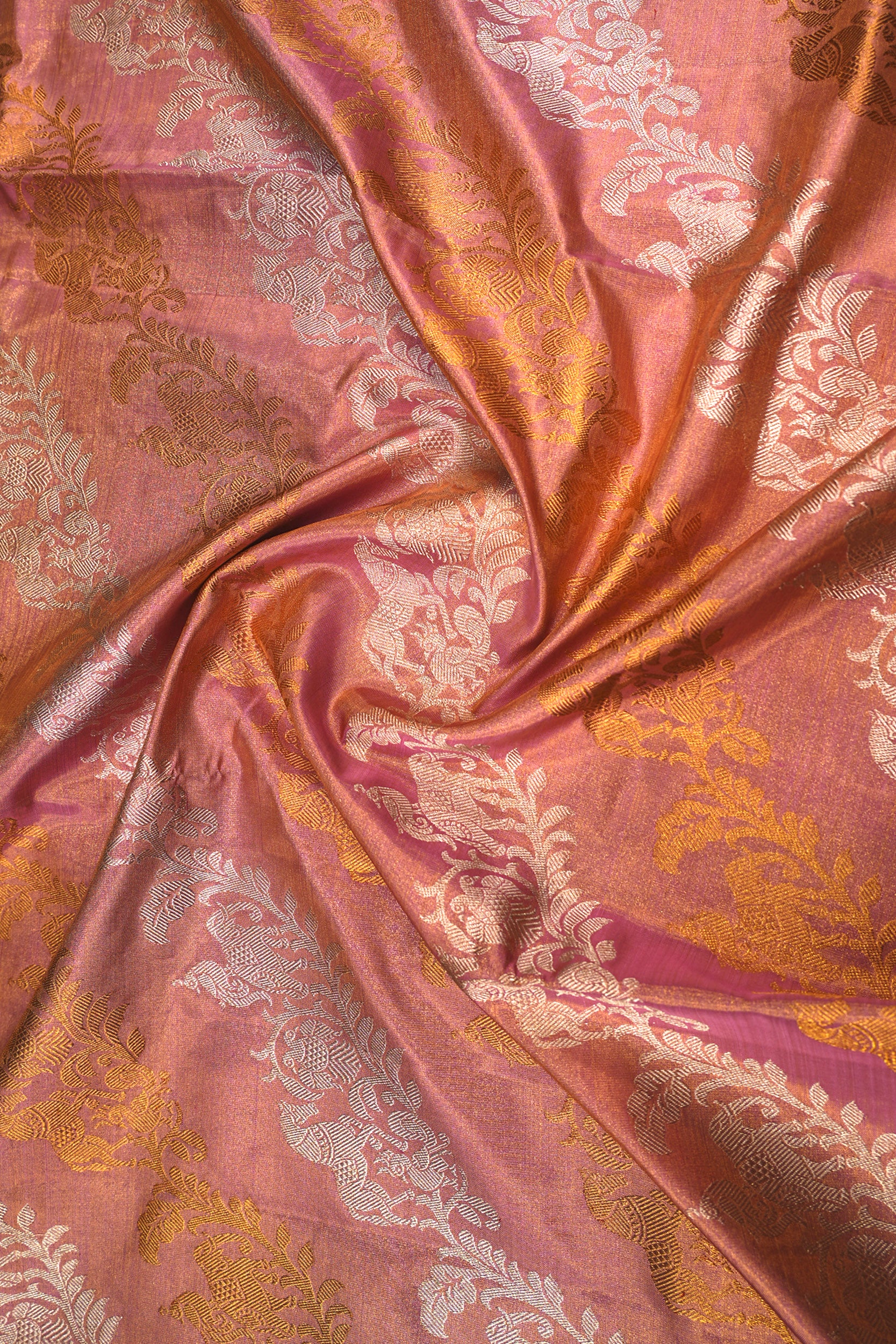 Kanchipuram Silk Tissue Jaal Pink Saree