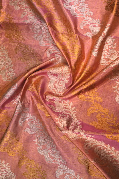 Kanchipuram Silk Tissue Jaal Pink Saree