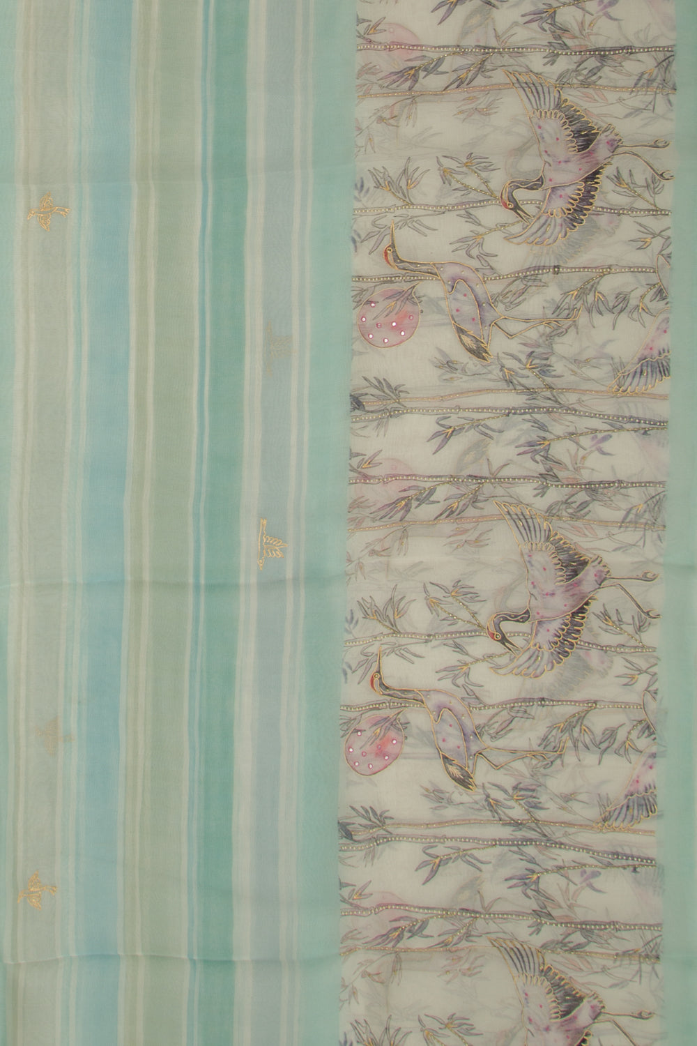 Organza Printed Sky Blue Saree
