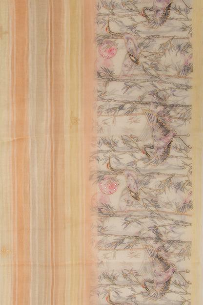 Organza Printed Orange Saree