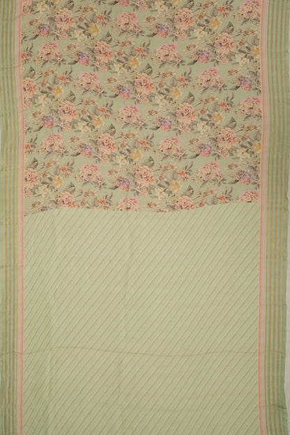Linen Floral Printed Pastel Green Saree