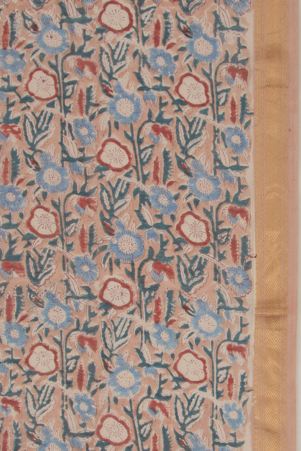 Chanderi Cotton Floral Printed Brown Saree