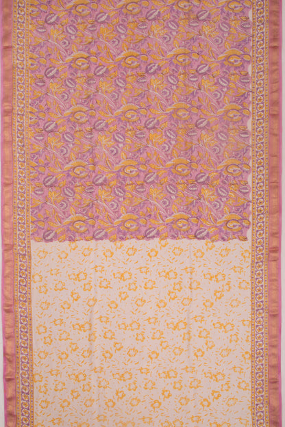 Chanderi Cotton Floral Printed Pink Saree
