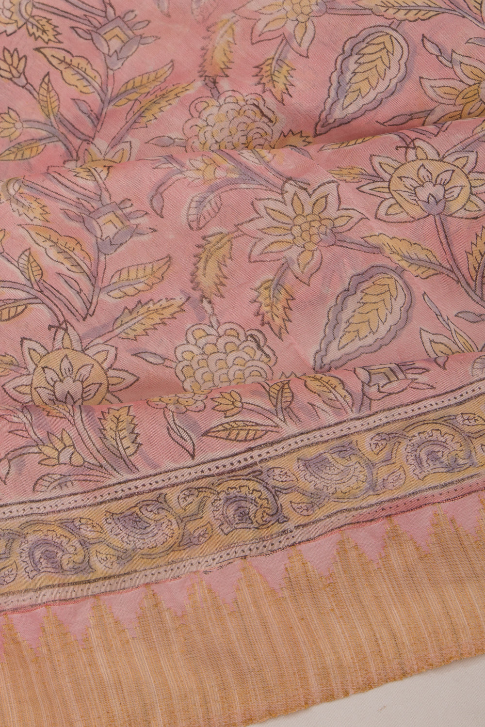 Chanderi Cotton Floral Printed Pink Saree