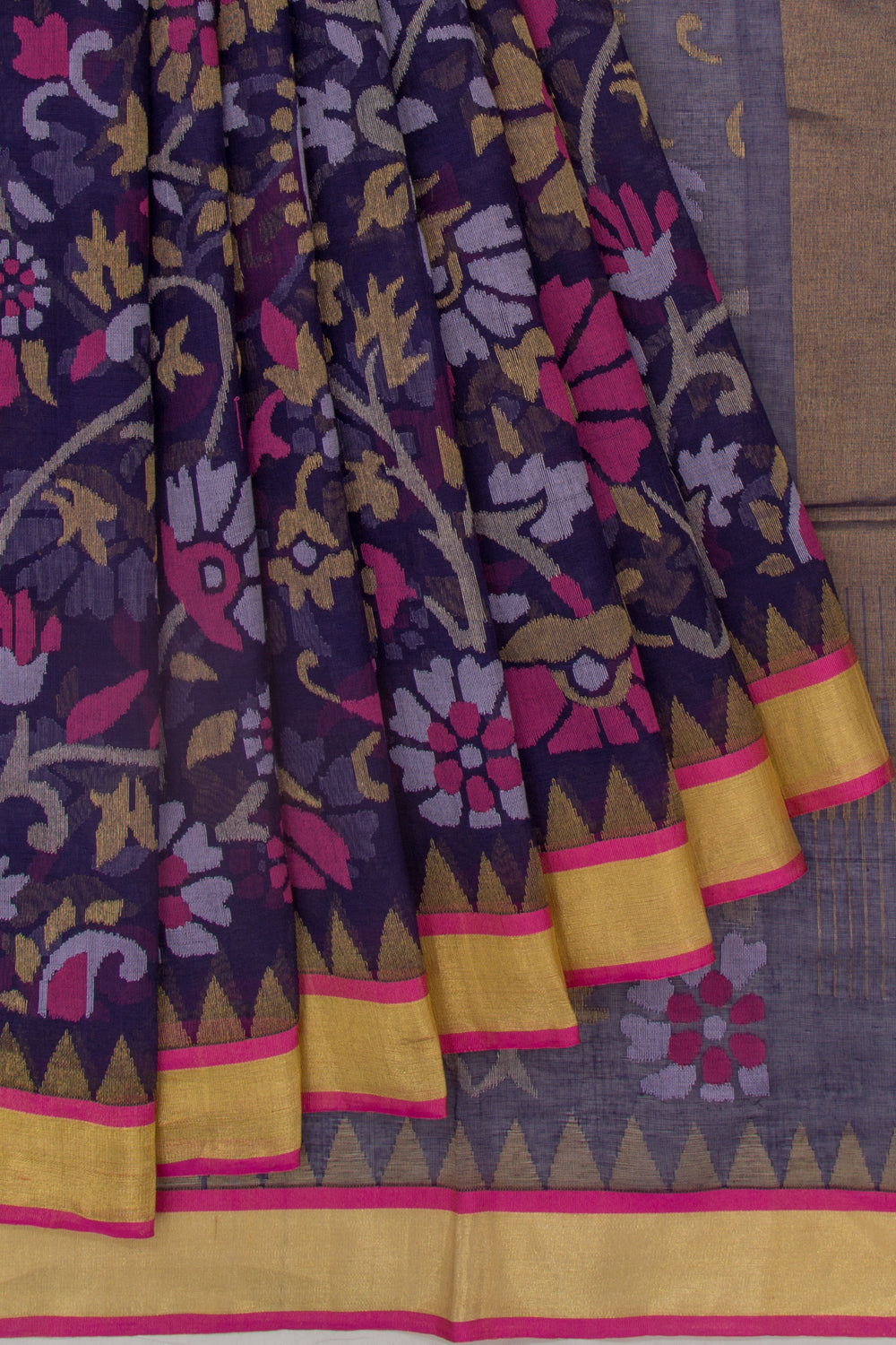 Ponduru Handspun Cotton All Over Jamdani Blue Saree