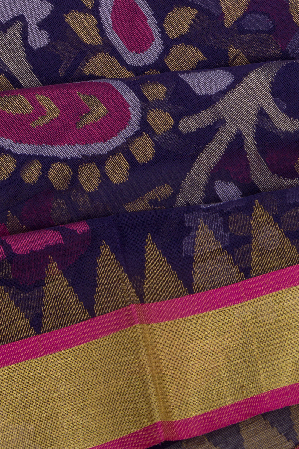 Ponduru Handspun Cotton All Over Jamdani Blue Saree