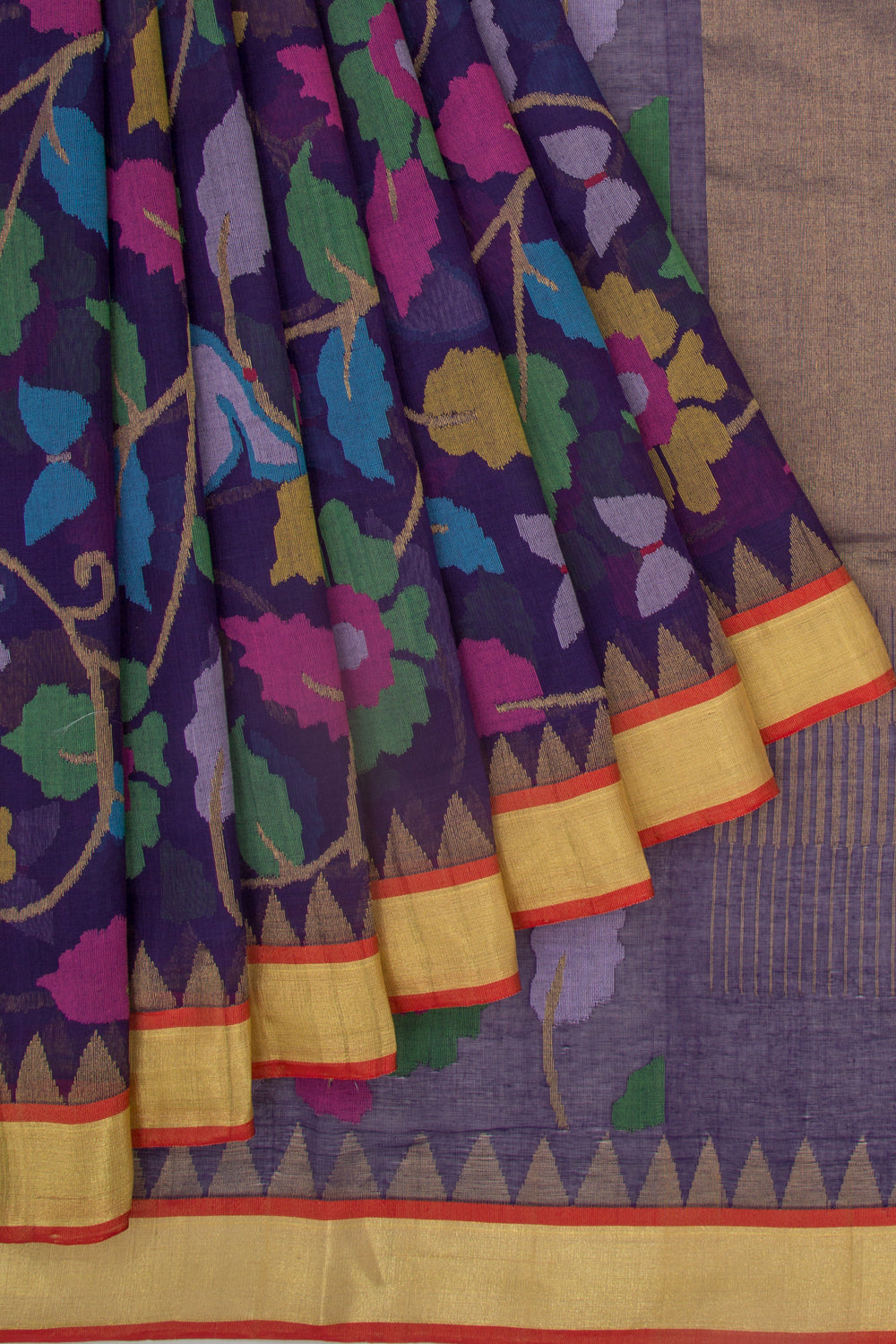 Ponduru Handspun Cotton All Over Jamdani Blue Saree