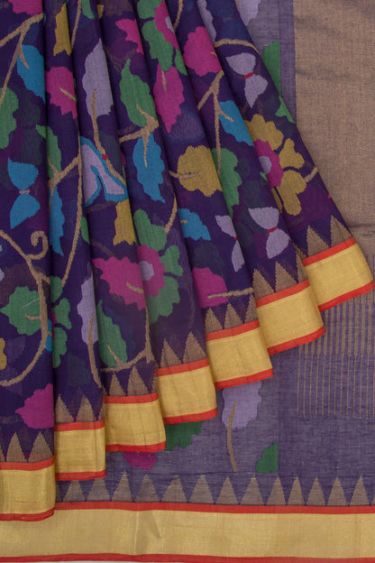 Ponduru Handspun Cotton All Over Jamdani Blue Saree