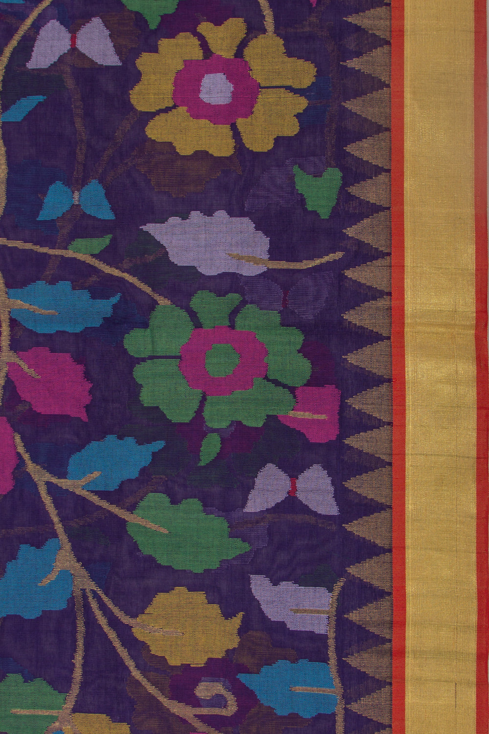 Ponduru Handspun Cotton All Over Jamdani Blue Saree