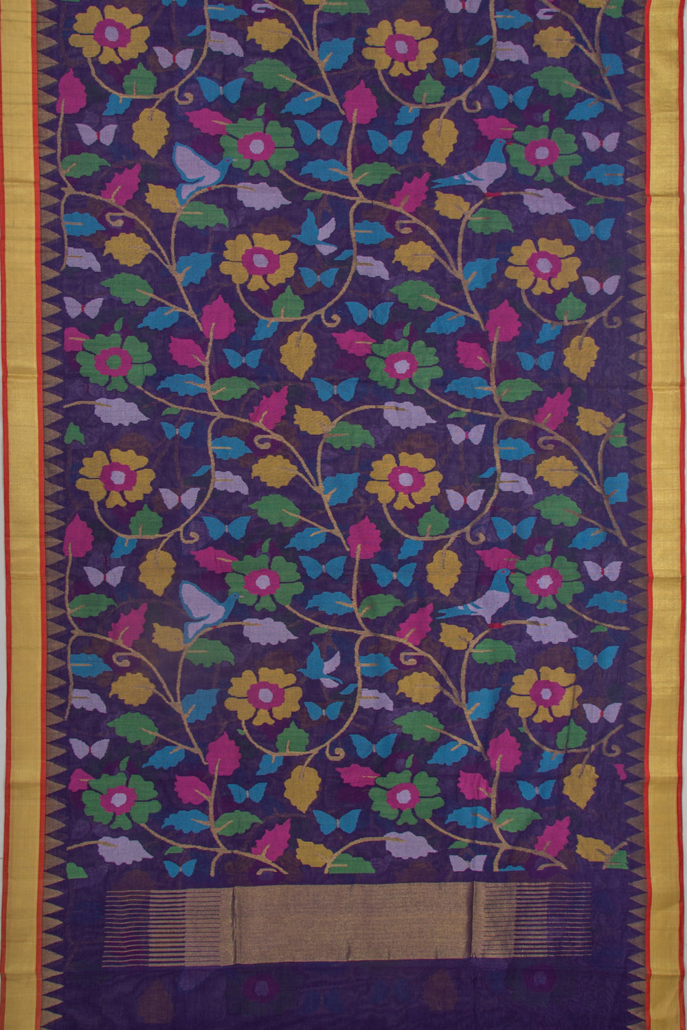 Ponduru Handspun Cotton All Over Jamdani Blue Saree