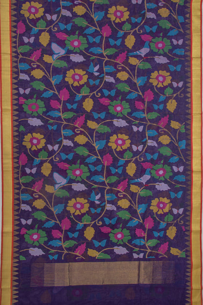 Ponduru Handspun Cotton All Over Jamdani Blue Saree