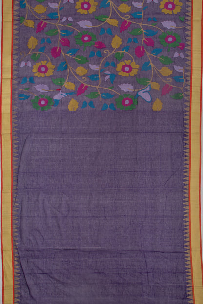 Ponduru Handspun Cotton All Over Jamdani Blue Saree