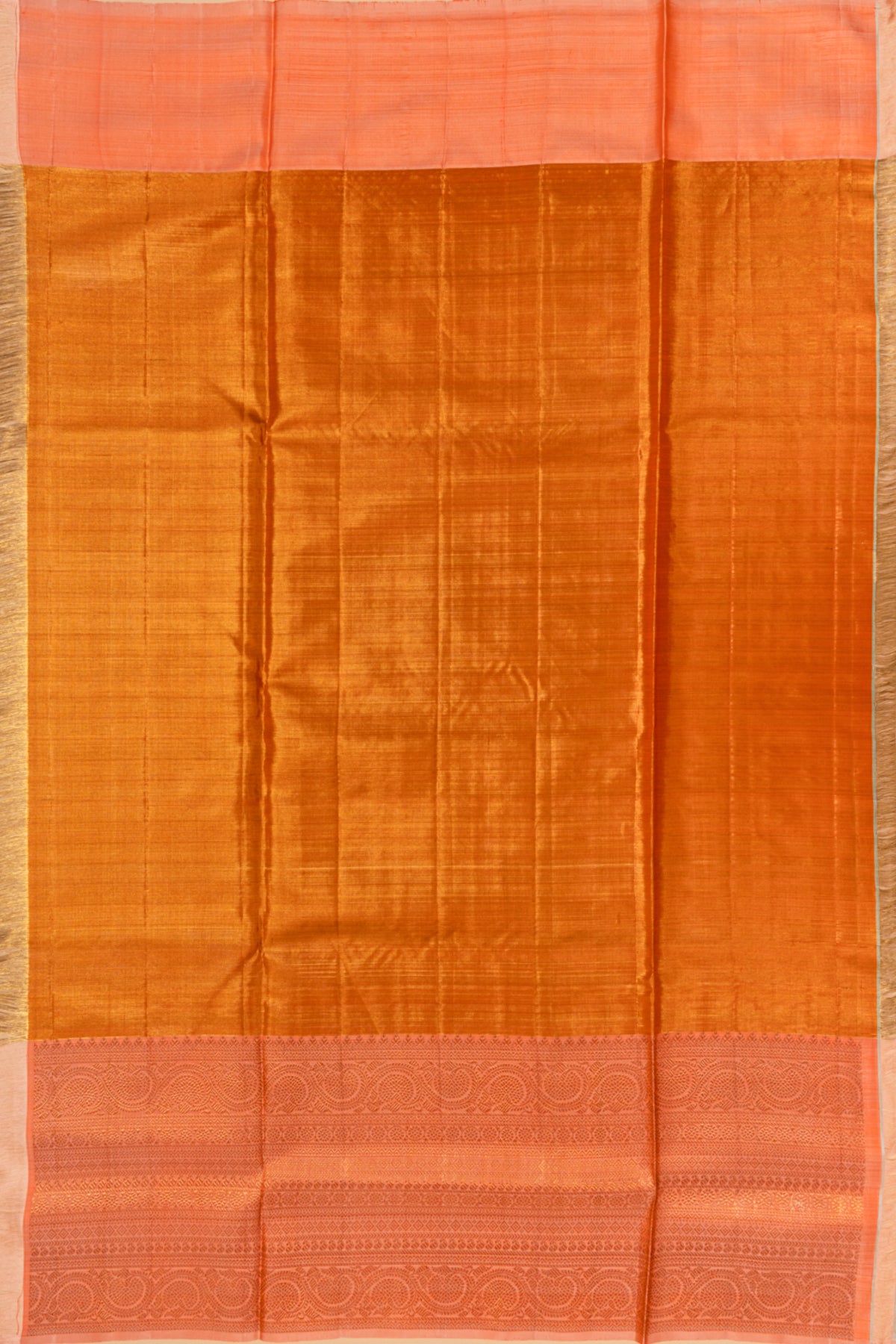 Kanchipuram Silk Tissue Brocade Orange Saree