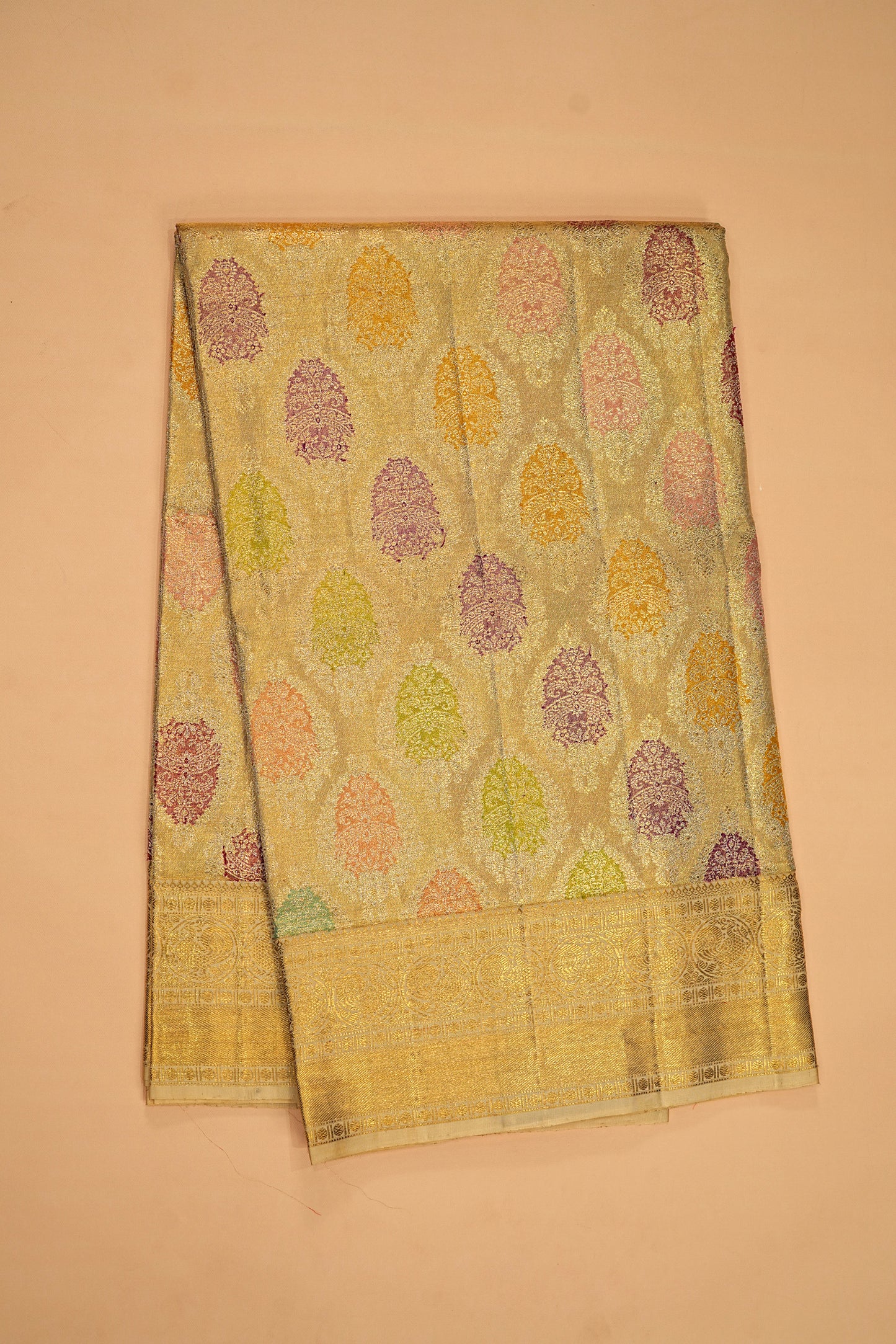 Kanchipuram Silk Tissue Brocade Gold Saree