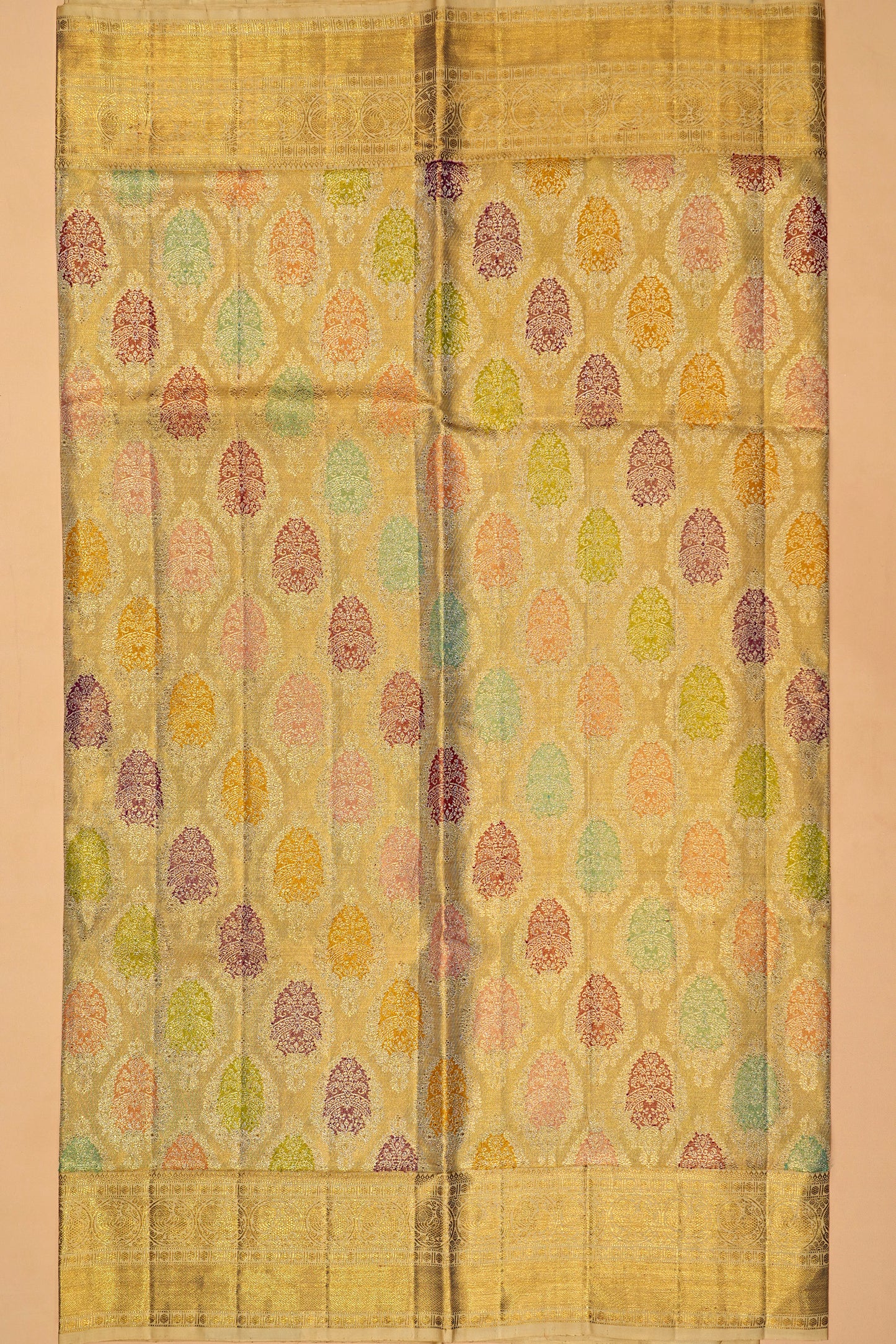 Kanchipuram Silk Tissue Brocade Gold Saree