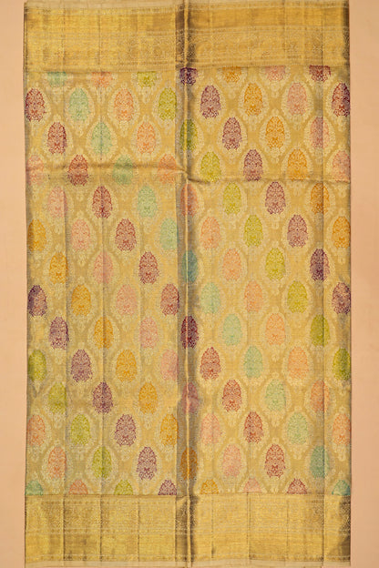 Kanchipuram Silk Tissue Brocade Gold Saree