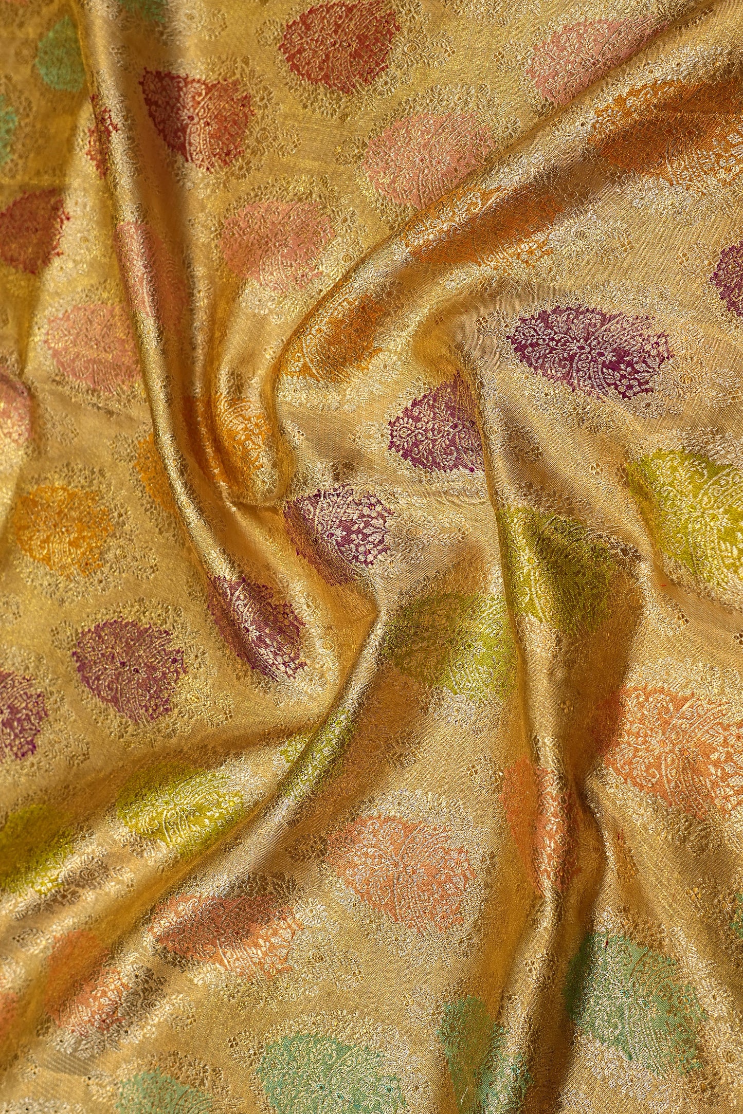 Kanchipuram Silk Tissue Brocade Gold Saree