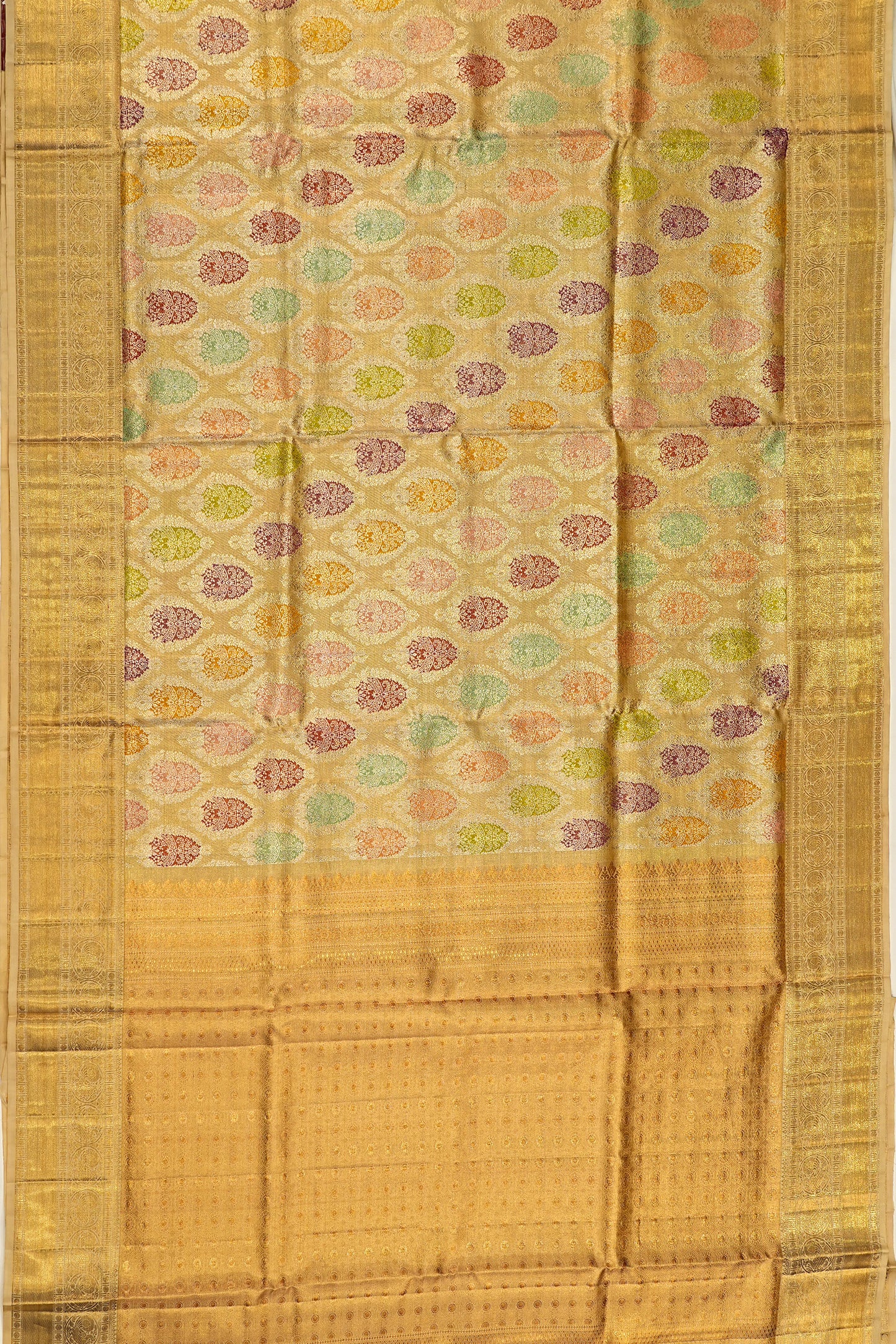 Kanchipuram Silk Tissue Brocade Gold Saree
