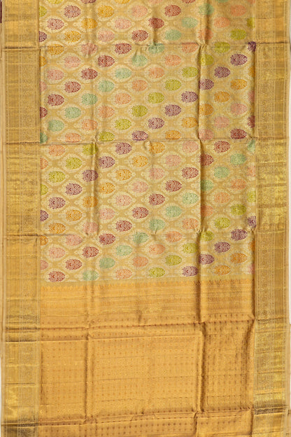 Kanchipuram Silk Tissue Brocade Gold Saree