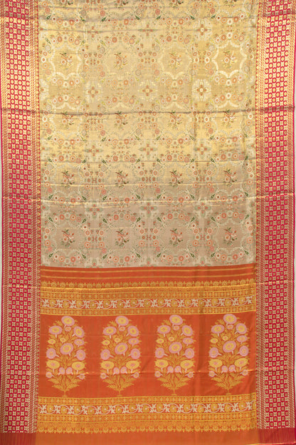 Kanchipuram Silk Tissue Brocade Cream Saree