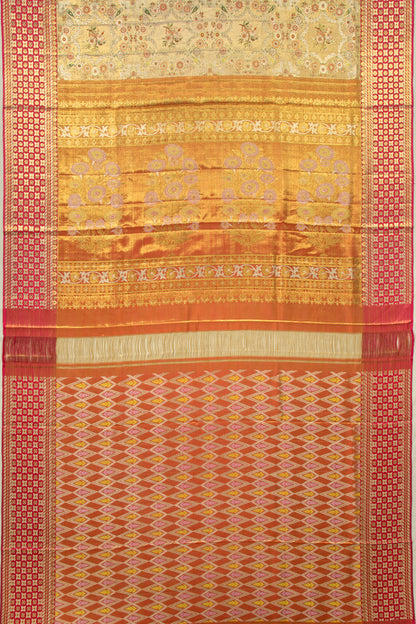 Kanchipuram Silk Tissue Brocade Cream Saree