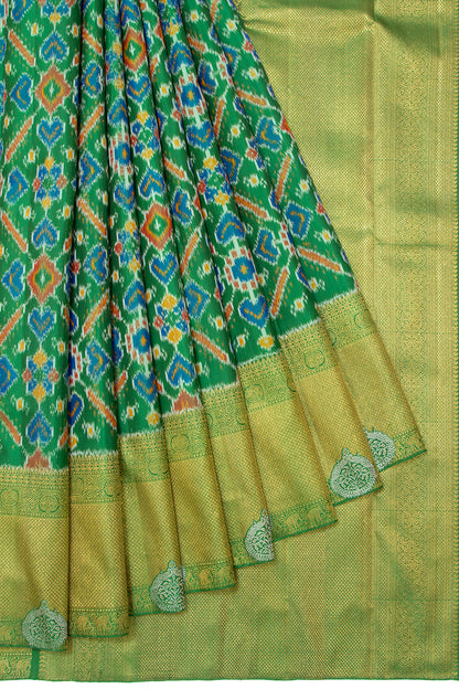 Kanchipuram Silk Ikat Green Saree