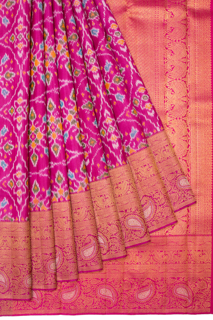 Kanchipuram Silk Ikat Pink Saree