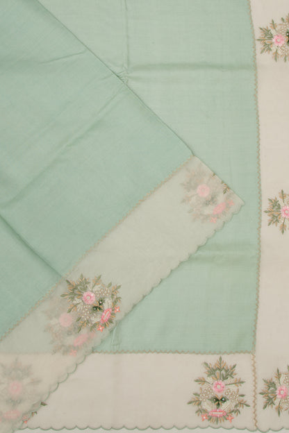 Tussar Plain Pastel Green Saree