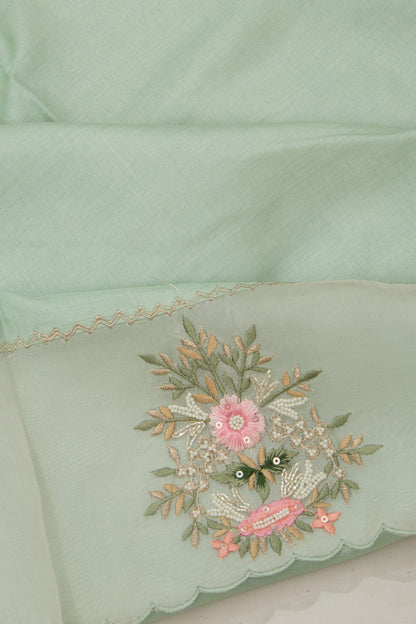 Tussar Plain Pastel Green Saree