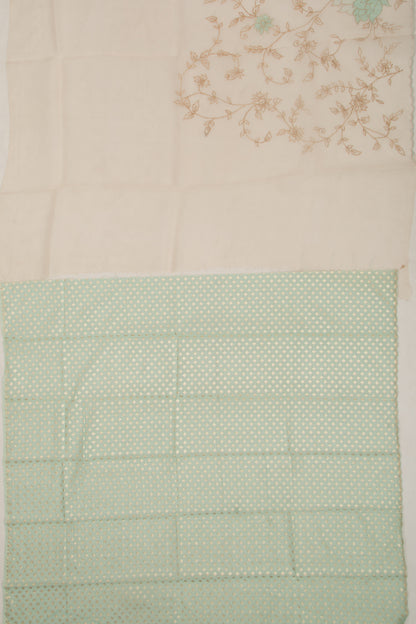 Organza Floral Embroidery Cream Saree