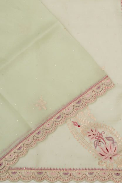 Organza Butta Pastel Green Saree
