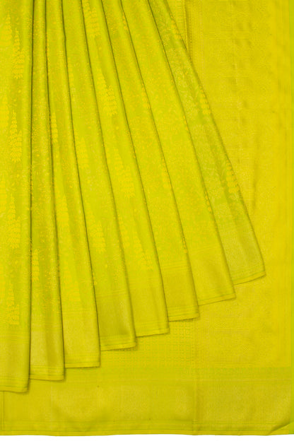 Kanchipuram Silk Brocade Lime Green Saree