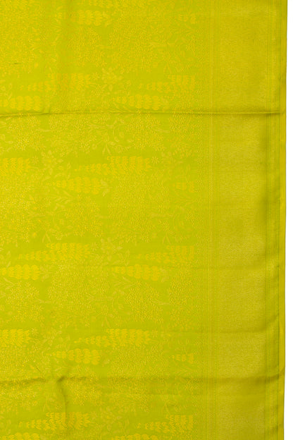 Kanchipuram Silk Brocade Lime Green Saree