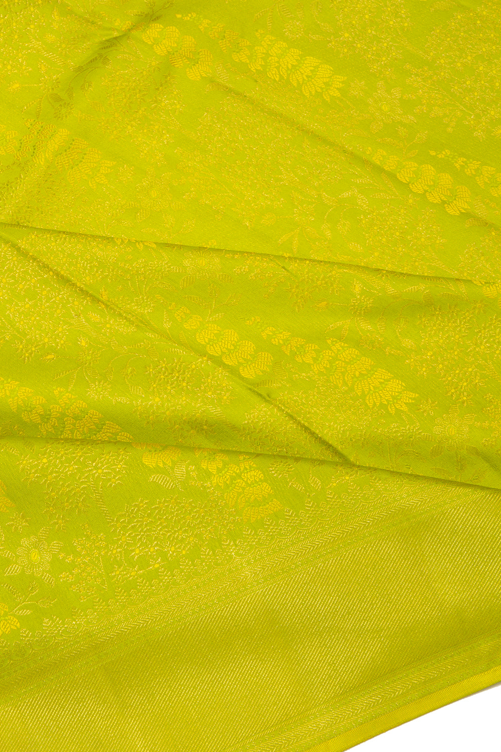 Kanchipuram Silk Brocade Lime Green Saree