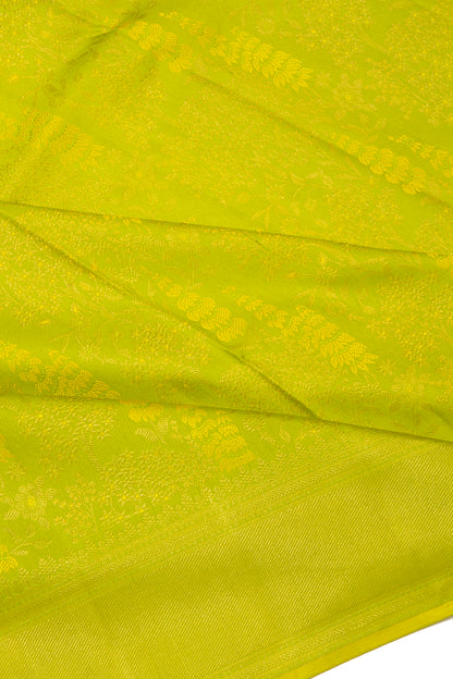 Kanchipuram Silk Brocade Lime Green Saree