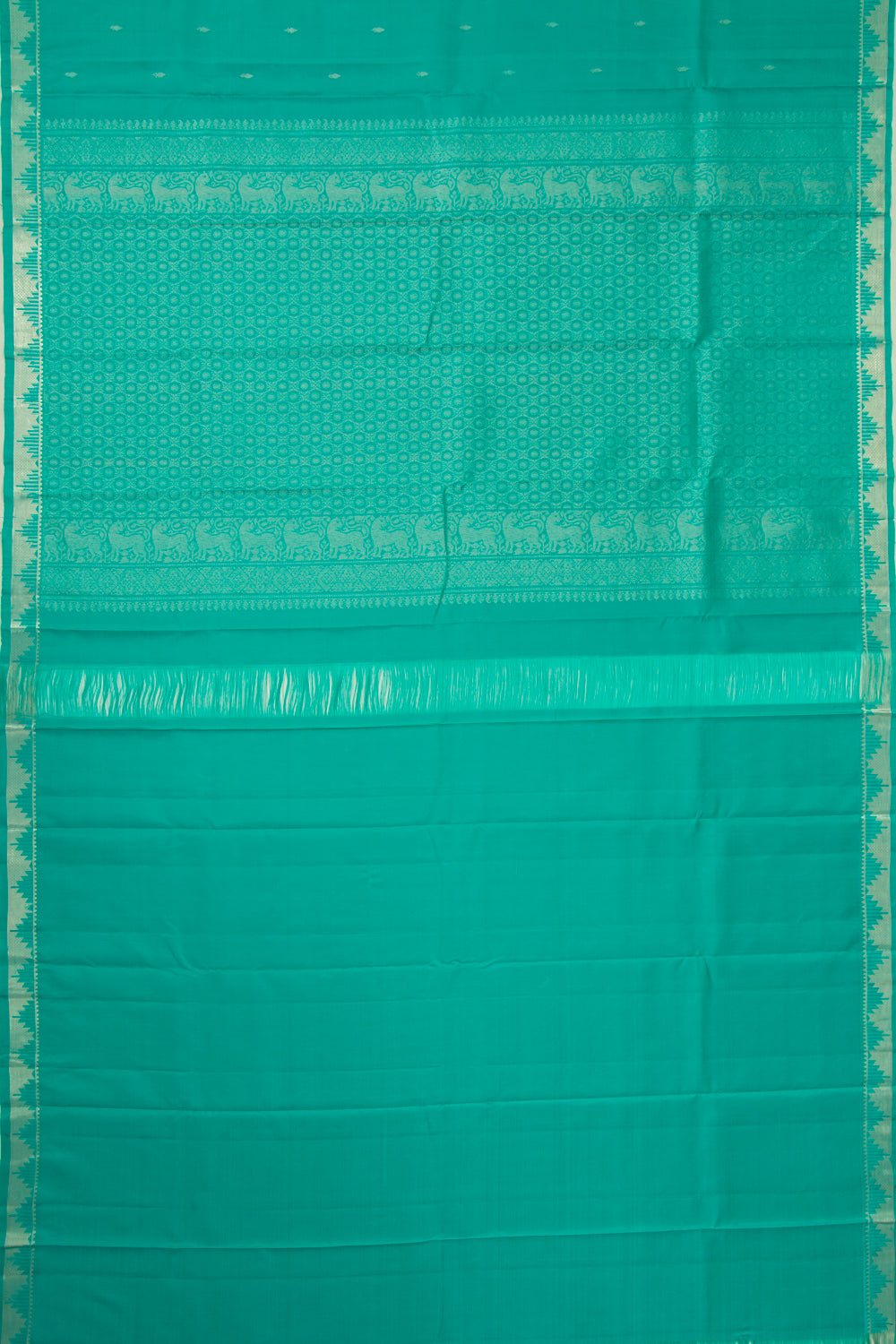 Taranga Kanchi Silk Butta Sea Green Saree