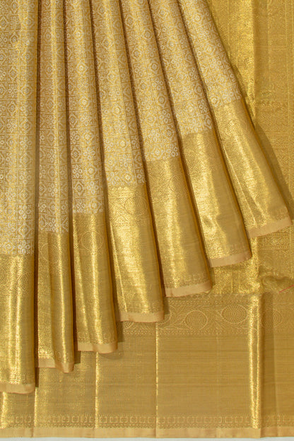Kanchipuram Silk Tissue Brocade Gold Saree