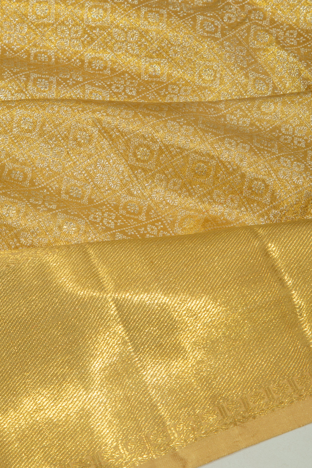 Kanchipuram Silk Tissue Brocade Gold Saree
